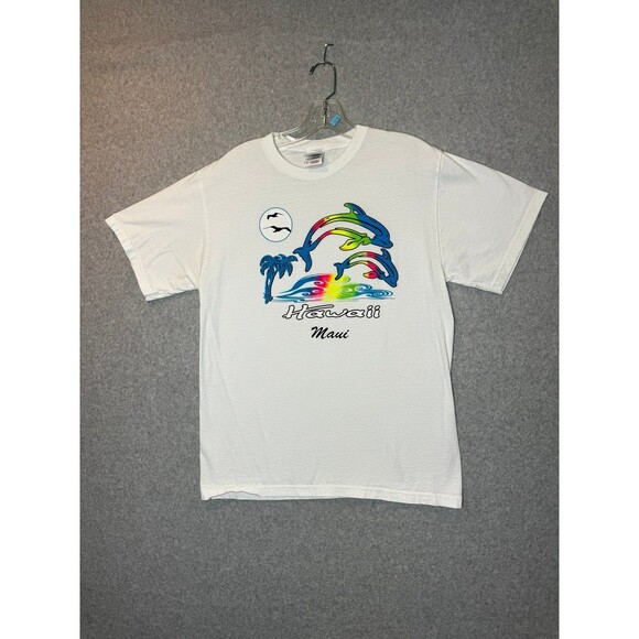 Vintage fruit and the loom colorful dolphins white t-shirt size medium - Picture 1 of 11